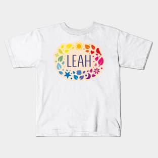 Leah name with colorful leaves Kids T-Shirt